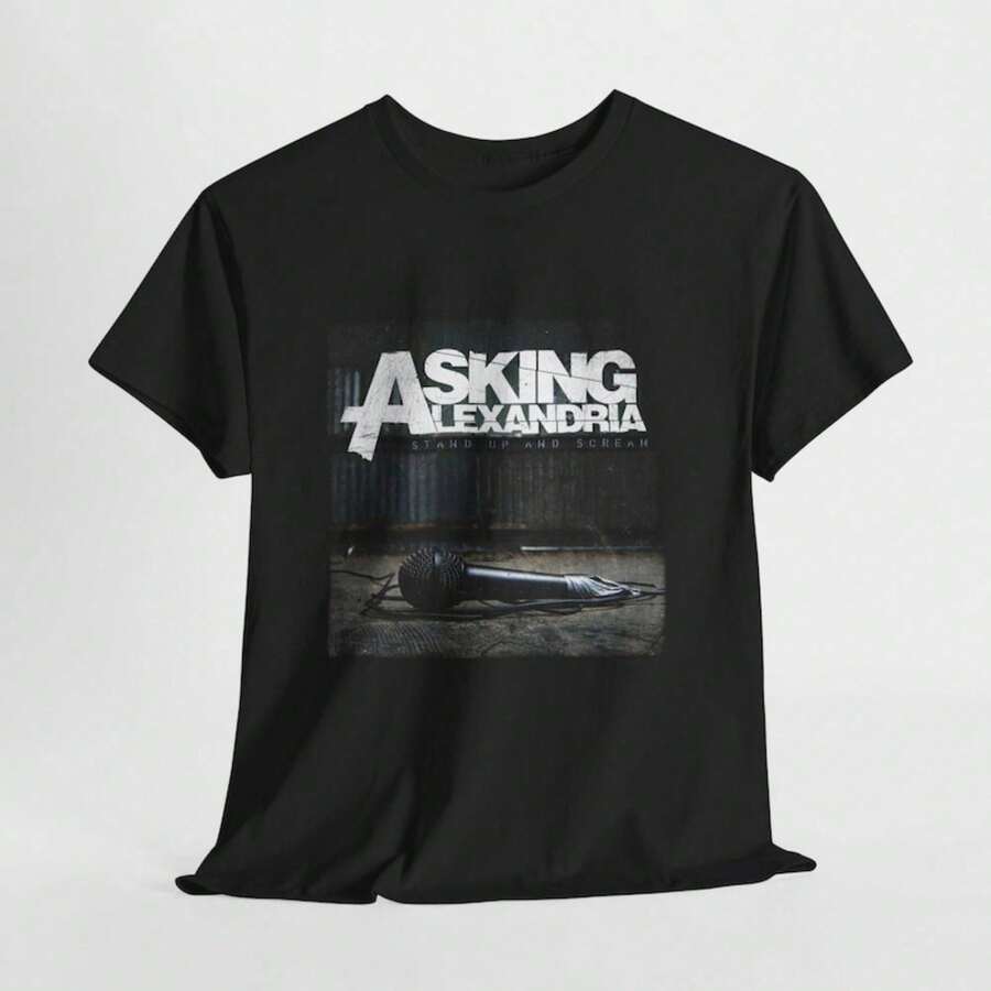 Asking Alexandria Stand Up and Scream Graphic T-Shirt R1OCk Band T1EEFor woman shirt Camiseta 100% Algodón Unisex - Playera Casual Premium de Corte Cómodo - Negro - Ver 1
