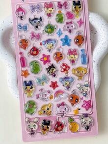 Tamagotchi 1件可愛3D卡通貼紙，可愛動物設計，適合日常裝飾、派對及兒童使用 - 彩色 - 查看 9
