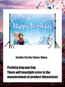 Disney 迪士尼冰雪奇缘生日快乐背景幕布，艾莎和安娜冰蓝色横幅，适用于派对摄影和装饰，这款冰雪奇缘主题生日背景幕布可将您的庆祝活动变成神奇的阿伦黛尔仙境，旨在提升您的派对装饰和摄影效果。背景为闪闪发光的冰蓝色背景，点缀着雪花。 - 背景 - 查看 3