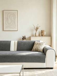 1 buah Sarung Sofa Anti Selip Warna Polos, Cocok untuk Semua Musim, Sarung Sofa Anti Debu, Ramah Hewan Peliharaan dan Anti Gores, Dapat Dicuci dengan Mesin, Untuk Dekorasi Ruangan, Cocok untuk Sofa Bentuk L, Sofa Satu/Dua/Tiga/Empat Dudukan dan Sofa Seksi (Dijual Terpisah) - Dark Grey - View 7