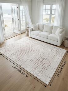 1pc Light Color Plaid Living Room Rug, Suitable For Kitchen, Dining Room, Bedroom, Room Holiday Decoration, Indoor/Outdoor, Office, Lobby, Anti-Slip Doormat, Bathroom Rug, Hallway, Study Gaming Area Rug. - Creamy White - View 18