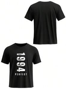 Camiseta personalizada para hombres con números y texto impreso, personalizada con tu número/aniversario/tu texto/bendición/significativo/texto divertido, camiseta para hombres, tops, festival de música, ropa familiar, regalo del Día de San Valentín, regalo de aniversario, regalo para el mejor amigo, camiseta minimalista - Negro - Ver 2