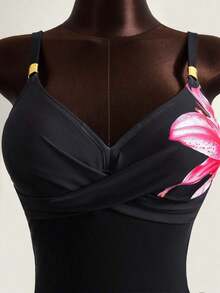 Conjunto de bikini de 2 piezas con estampado floral, accesorio de metal y correa ajustable, de caliente para vacaciones de primavera/verano y playa - Multicolor 5 - Ver 6