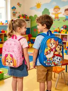 1 chiếc ba lô mini hoạt hình dễ thương hình Paw Patrol, có họa tiết Rubble, Chase và Skye, dây đeo vai có thể điều chỉnh, chất liệu polyester. - A - Xem 2