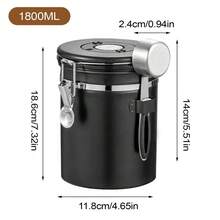 Hộp đựng cà phê bằng thép không gỉ - 1 hộp kín khí có vạch chia ngày tháng và muỗng đong - Dùng cho cà phê xay, hạt cà phê, trà, đường, bột mì, ngũ cốc. - màu đen - Xem 14