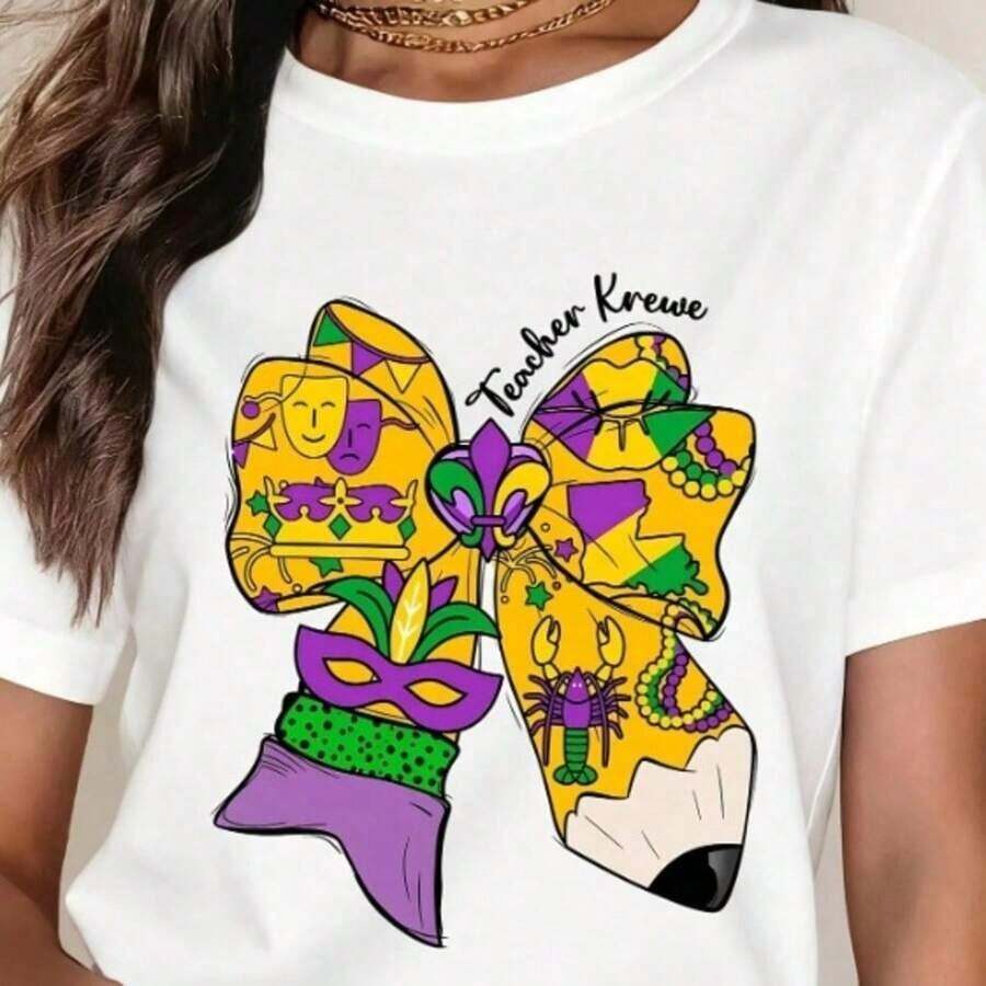 Colección de camisetas con estampados bonitos 100% algodón para mujer, camiseta básica de uso diario, manga corta, top casual y elegante, estampados de lazos y corazones, camiseta de moda divertida, conjunto estético de verano, regalo para ella - Estilo vintage urbano, camiseta unisex de algodón suelto de manga corta y cuello redondo, blusas para mujer, playeras de mujer, blusas casuales para dama. - Blanco 1 - Ver 1
