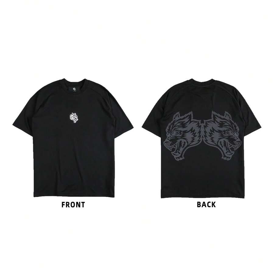 DARC Wolf Head Fitness American Style T-Shirt, Pure Cotton, Round Neck, Printed Short Sleeve - DSDT041 - Xem 1