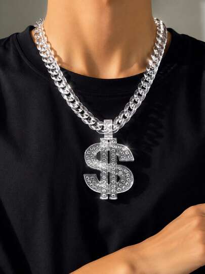 1 chiếc vòng cổ acrylic trong suốt phong cách Punk Street Hip Hop độc đáo hình dấu đô la và gai nhọn, thích hợp cho nam giới đeo hàng ngày, dự lễ hội và tiệc tùng.