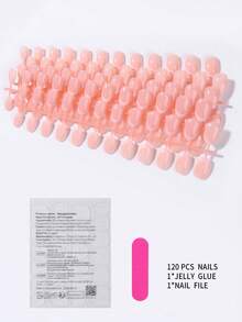 5 buc/set (120 buc) benzi de ojă cu vârfuri franceze roz gradient, vârfuri ovale scurte, mai multe stiluri DIY disponibile, unghii adezive prin presare, consumabile pentru unghii (conține 1 buc lipici jeleu și 1 buc pilă de unghii) - Multicolor - Vizualizare 4