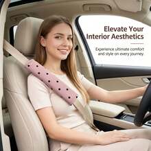 1pc Car Seat Belt Shoulder Pad, Soft & Skin-Friendly Safety Belt Cushion, Comfortable Polka Dot Design Suitable For Adults And Children, Universal For Most Vehicles - Multiple Styles - View 2