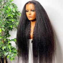 Parrucca sintetica con frontalino in pizzo 13*4 per donne, stile riccio naturale nero, linea del capelli realistica, pre-rifilata, senza colla per uso quotidiano - Multicolore - Visualizzare 15
