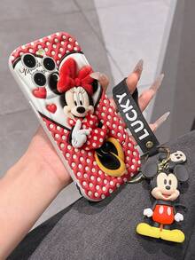 Disney Mickey Mouse Clubhouse Phone Case : 3D Fluffy Pattern Border Protector Phone Soft Phone Case With A Free Cute Mickey Bracelet Chain Lanyard, Mickey, Minnie, Goofy, Donald Duck, Daisy Duck, Pluto, For Apple 17 Promax 17 Pro 16 15 14 13 12 11 Pro Max XS Max X XR Soft Cover Summer Phone Case - 白色 - 查看 6