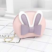 1pc Cute Bowknot Rabbit Compact Coin Purse, DIY Decor Pendant Suitable For Student & Women Backpack, Fashionable & Versatile - Multicolor - View 9