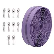 5 Yards Nylon Zipper With 10pcs Silver Zipper Pulls, 3# Zipper Suitable For Home Sewing DIY Zipper Replacement - 3NL+Xp - View 22