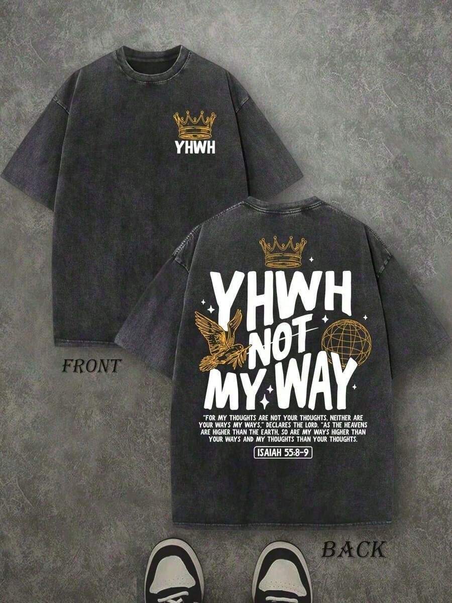 1 Piece Unisex Oversized Crew Neck Short Sleeve T-Shirt, Distressed And Washed, 100% Heavyweight 220g Cotton, Designed By Y2K Artists In A Vintage American Style, Graphic Print Of City Names, Ideal For Everyday Wear, Concerts And Festivals - 黑色 - 查看 1