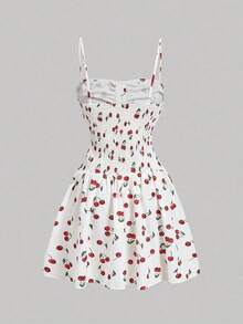 Vestido camisero corto con decoración de botones para mujer, amarillo pálido - Rojo y blanco - Ver 5