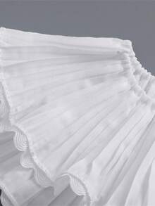DA FEN QI MI MA 1 chiếc cổ áo giả ren xếp ly có thể tháo rời, cổ áo bằng vải chiffon trắng, thích hợp cho áo len/áo sơ mi. - trắng - Xem 7