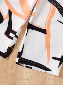 2 Stücke /Set Mädchen lässig bedrucktes Top und bedruckte Hose Sommer Mode Outfit - Weiss - View 6