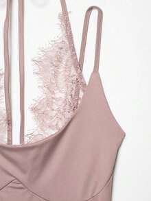 DEEKA Nuevo body de verano para mujer, de moda, sexy, con contraste de encaje halter, elegante en color rosa - Rosa - Ver 6
