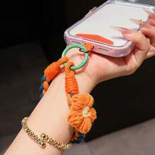 4-Strand Braided Short Phone Lanyard + Card Holder, Knitted Floral Lanyards In Multiple Colors, Wrist Strap Anti-Lost Cord, Portable Keychain Pendant, Fashion Bag Charm For Women - Multicolor - View 3