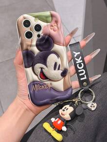 Disney Mickey Mouse Clubhouse Phone Case : 3D Fluffy Pattern Border Protector Phone Soft Phone Case With A Free Cute Mickey Bracelet Chain Lanyard, Mickey, Minnie, Goofy, Donald Duck, Daisy Duck, Pluto, For Apple 17 Promax 17 Pro 16 15 14 13 12 11 Pro Max XS Max X XR Soft Cover Summer Phone Case - trắng - Xem 5