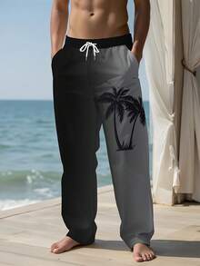 Men's Black Seagull Print Drawstring Hawaiian Vacation Casual Sweatpants - Multicolor - View 1