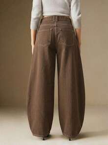 Pantalones de pierna curva de moda y azules para mujer, adecuados para el Día de San Valentín, el Día de la Madre, de alta gama - Marrón - Ver 2