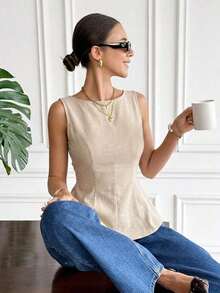 Blusa elegante con volantes bordados para mujer - Albaricoque 2 - Ver 6