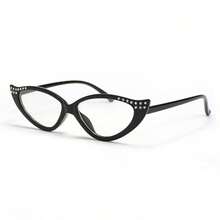 1pc Fashion Cat Eye Small Frame Reading Glasses, Rhinestone Design Stylish, Gradient Color Frame, Elegant & Sophisticated Women Reading Glasses - hitam - View 16