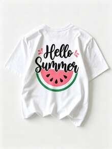 Single Garment Set, Not A 3-Piece Set, 1 Piece/Set Of Short-Sleeved T-Shirts Suitable For Streetwear, Top Oversized Round Neck Daily Outings, Camping, Concerts, Hip-Hop, Rock, And Rap Events Short-Sleeved T-Shirts With Round Neck And Floral Print For Girls, Summer Clothes For Young Students. - 白色 - 查看 2