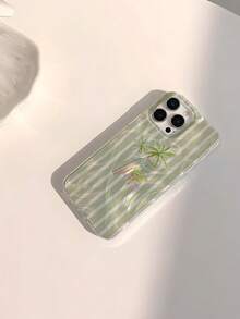 度假风单件装夏季波浪椰树图案防水防指纹防刮透明IMD软面光滑手机壳，适合表白、送给朋友、家人、情侣、生日、节日礼物，兼容 17/17 Plus/17 Pro/17 Pro Max - 彩色 - 查看 2