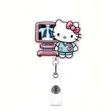 SANRIO 1個 Hello Kitty 亮片可愛卡通護士伸縮式識別證卡套夾，適用於護士、醫生、醫院工作人員日常使用 - 彩色 - 查看 5
