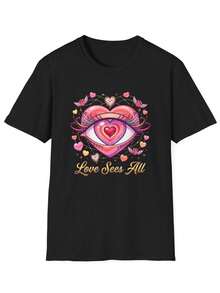 Love Sees All T1S1Hirt Heart Eye Illustration, Romantic Val1entine Design. - Negro - Ver 2