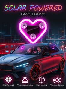 心形 LED 裝飾燈，感應式太陽能燈，吸盤式 USB 充電車用氛圍燈，太陽能充電，5 種照明模式。浪漫車內裝飾，車燈，女性車用配件，家居裝飾。適用於開車、騎行、旅行、戶外、露營、萬聖節、聖誕節最佳禮物 - 心形 - 查看 8