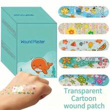 20/40/60/80/100pcs Transparent Ocean Life Pattern Band-Aids - Transparent Cartoon Care Stickers With Interesting Starfish, Octopus, Turtle And Coral Reef Patterns, Suitable For Protecting Wounds From Abrasions, Falls And Sports. Wound Protection Tape | Durable Adhesive | Cartoon Band-Aids | Soft Tape - View 1