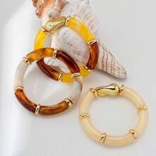 3pcs Bohemian Style Resin & Acrylic Bangle Bracelet Set - Multicolor - View 6