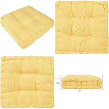 ChezMax - Almohada y cojín de piso, cojines grandes para silla de meditación, almohadilla de asiento cuadrada gruesa, puf de terciopelo suave para interiores y exteriores, banco de yoga, mecedora - F Pia Amarillo - Ver 1