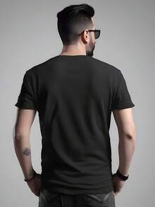 Short-Sleeved Crew Neck T-Shirt With A 100% Heat Transfer Print Of A Horror Anime Design. | Creepy Kawaii Gothic Japanese T-Shirt, Valentine's Day Gift For Men, Women, Family, And Friends - 黑色 - 查看 2