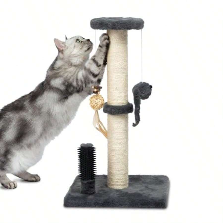 Catify Cat Scratcher Fun Interactive Scratchers Posts Poles Claw Furniture Saver Indoor Play Port Natural Cat Behaviors Heavy Duty - Gray 11.78 X 11.78 - 貓抓柱(灰色) - 查看 1