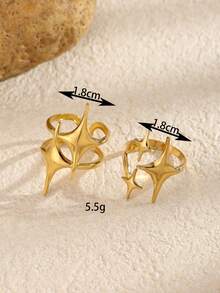 Bộ 2 chiếc nhẫn hở bằng thép không gỉ mạ vàng tối giản, thích hợp cho nữ đeo hàng ngày hoặc làm quà tặng. - Vàng - Xem 4