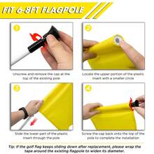 Red Putting Green Flag 20x14 Inch Nylon Tube Insert For Golf Course Practice - 20x14 Inch- Blank Yellow- 1pk - View 4