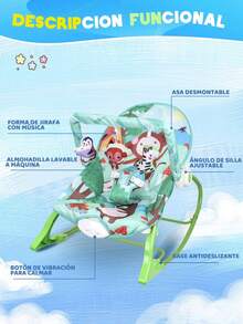 Multifunctional Baby Rocker With Mosquito Net, Music, Vibration, And Hanging Toys, Adjustable Backrest - Green - View 3