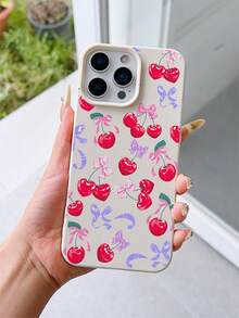 1 pieza Funda de teléfono de TPU con textura de litchi blanco y a prueba de golpes, con estampado UV de mariposa y patrón de cereza, adecuada para iPhone 7/8/7 Plus/8 Plus/X/XS/XR/XS Max/11/11 Pro/11 Pro Max/12/12 Pro/12 Pro Max/12 Mini/13/13 Pro/13 Pro Max/13 Mini/14/14 Pro/14 Pro Max/14 Plus/15/15 Pro/15 Pro Max/15 Plus/16/16 Pro/16 Pro Max/16 Plus/17/17 Pro/17 Pro Max/Air - Multicolor - Ver 1