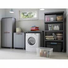 Mobiletto in plastica, alto, LxPxA: 68x39x173 cm, grigio/nero/rosso, incl.3 ripiani regolabili in altezza (max.La capacità di carico è di 15 kg. - Mobile alto - Visualizzare 2