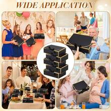 10 Packs Black And Gold Gift Boxes With Lids Bulk 10.6x7.8x3.1inch Black Gift Boxes With Ribbons Bridesmaid Proposal Box For Graduation, Presents, Birthday, Baby Shower, Anniversary - Black With Gold Trim - View 7
