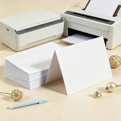 50/30 piezas Tarjetas de felicitación plegables en blanco para DIY, Tarjetas de felicitación en blanco, Adecuadas para tarjetas de felicitación DIY, tarjetas de agradecimiento, tarjetas de invitación, tarjetas de boda, tarjetas de cumpleaños, tarjetas de graduación, de vuelta a la escuela y varias ocasiones. Mejor utilizado con impresora láser.