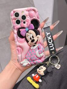 This Disney Mickey Mouse Lanyard Phone Case Is Fully Covered In TPU Material. It's Shockproof, Lightweight, And Compatible With IPhone17/16/11/13/15/15 Plus/15 Pro/15 Pro Max/12/14 Pro Max/11 Pro Max/12 Pro/12 Pro Max/13. This Phone Case Makes A Popular Birthday Gift Or Business Gift; It's Durable, Stain- And Fingerprint Resistant, And Suitable For Both Men And Women. The Set Also Includes A Mickey Mouse Phone Case And A Mickey Mouse Plush Bracelet. It's A Perfect Gift For Friends And Family. This Stylish Phone Case Is Fun, Lightweight, And Durable. IPhone17 Pro Max Phone Case, Minnie Mouse Phone Case. - 白色 - 查看 3