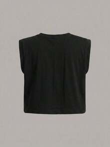 Top sin mangas casual y minimalista para mujer con estampado de cóctel - Estilo deportivo versátil para vacaciones de primavera, boda en una isla tropical, aniversario, fiesta de damas de honor, cita nocturna, invitada de boda, despedida de soltera, festival de música bohemio y uso elegante de verano - Negro - Ver 8
