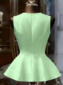 Camiseta de mujer sexy y elegante con estampado de lunares, adecuada para atuendos de primavera/verano - Verde - Ver 7