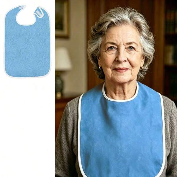 1pc Adult Bib, Suitable For Eating, Unisex Reusable Towel Bib, Absorbent & Breathable For Elderly, Adjustable